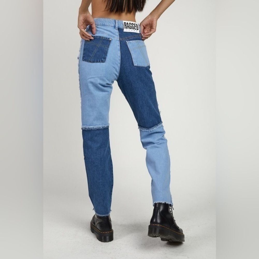 NWT The Ragged Priest mom jeans in quarter panel denim patchwork 26